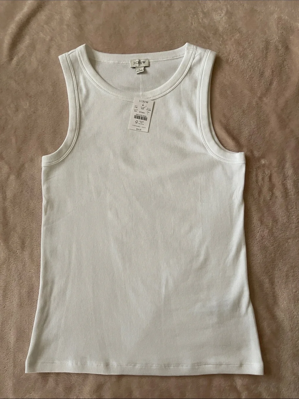 J. Crew White Ribbed Sleeveless Tank